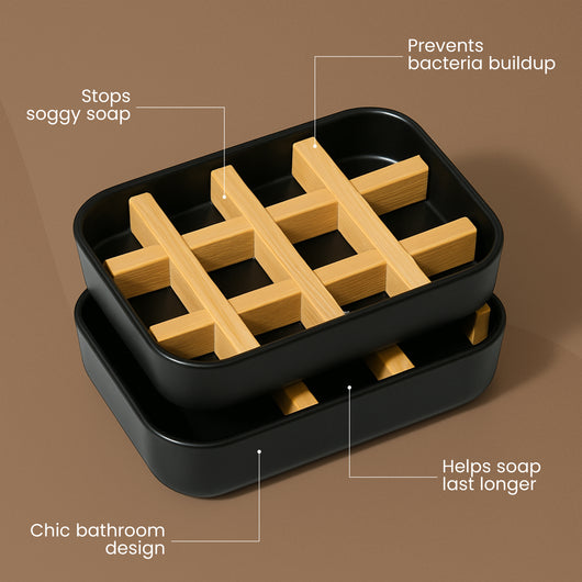 Eco-friendly Bamboo Self-Draining Soap Dish